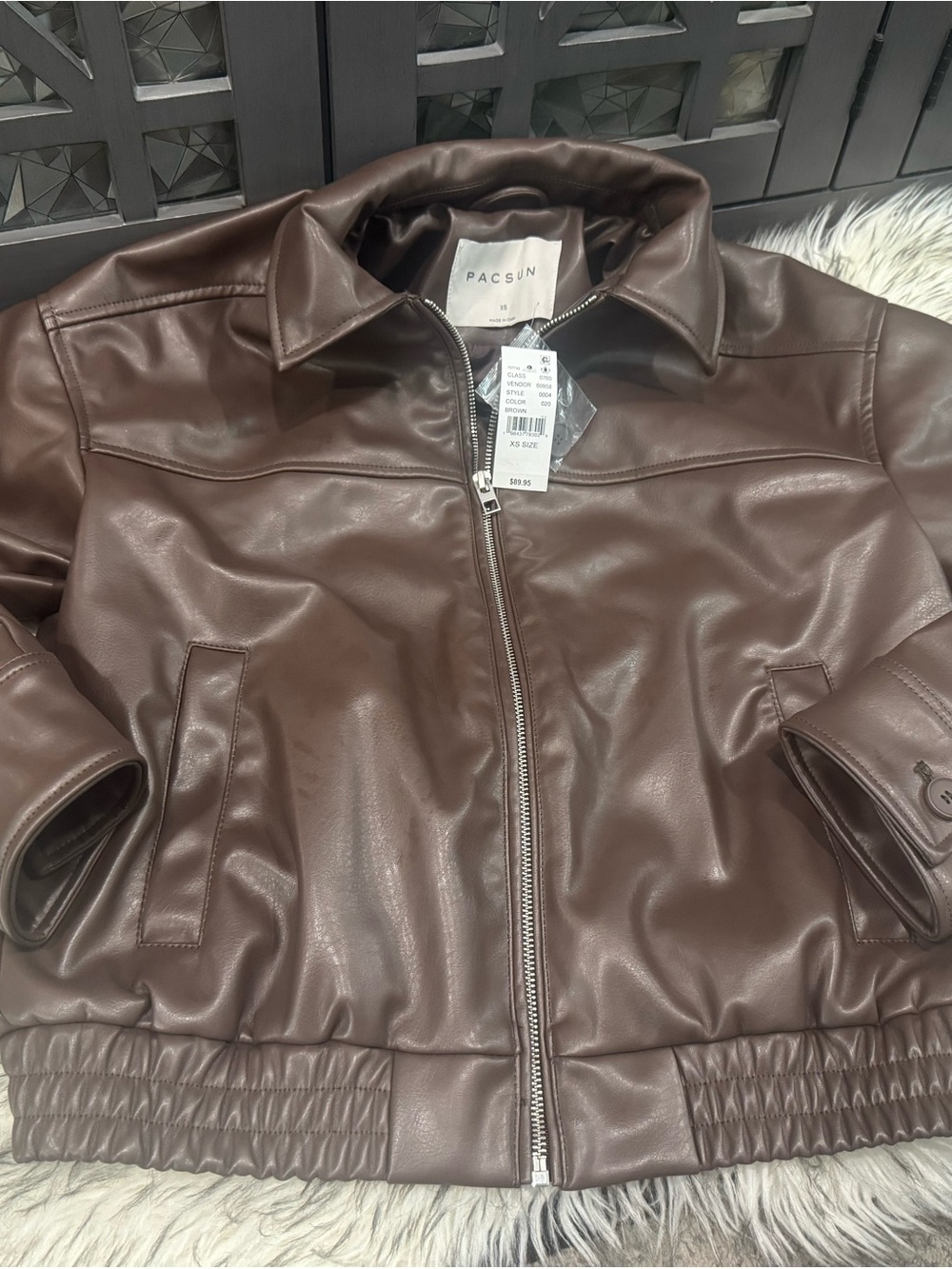 PacSun Brown Faux Leather Bomber Jacket